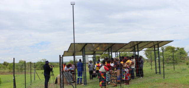 Solar panels to help pump water for irrigation at the pilot project site in Zambia