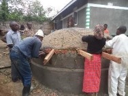 Building rainwater harvesting tanks in Uganda